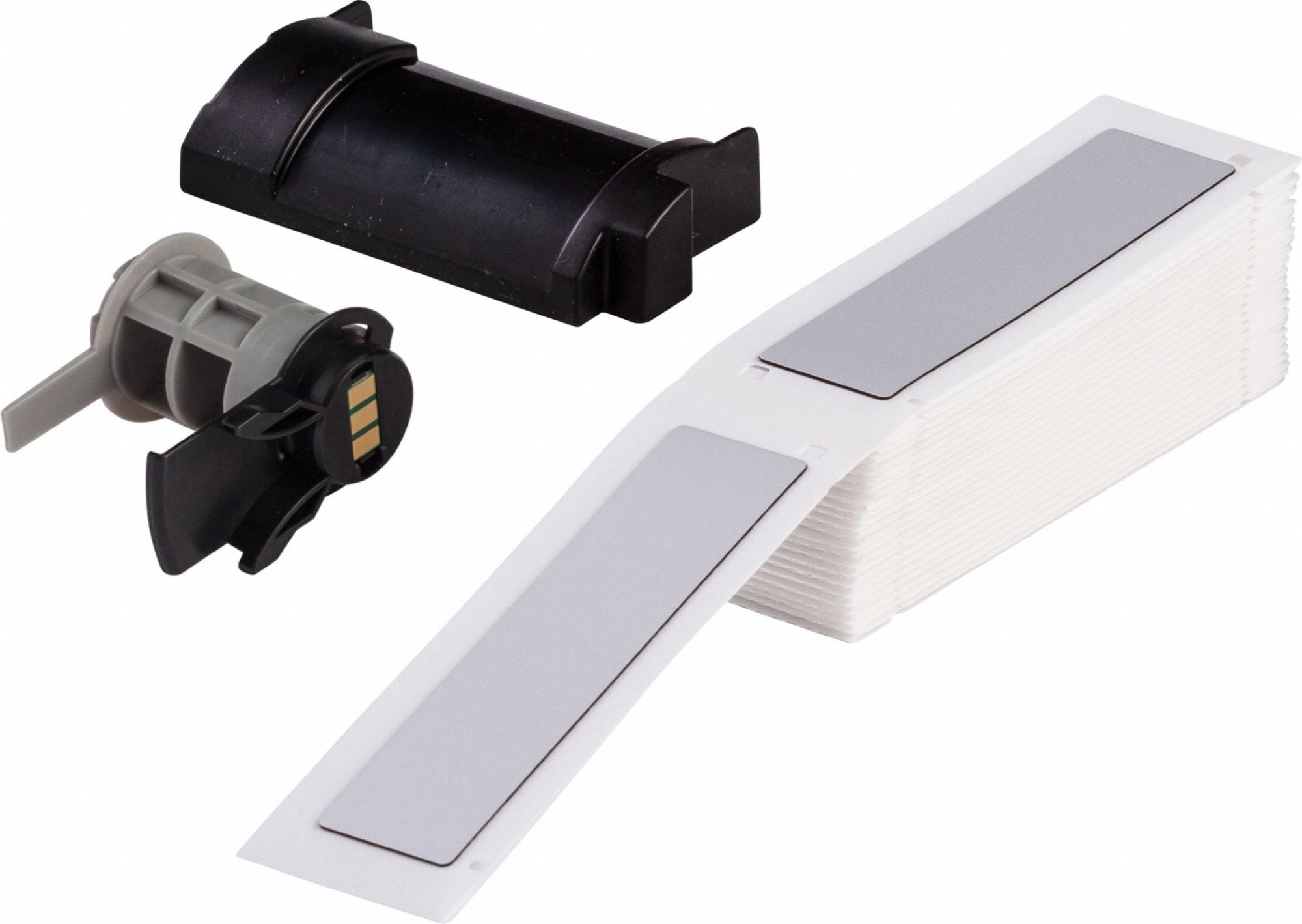 Pre-Cut Label Stock Roll: 4 in x 1 in, Polyester, Silver (Gloss), 50 Labels per Roll