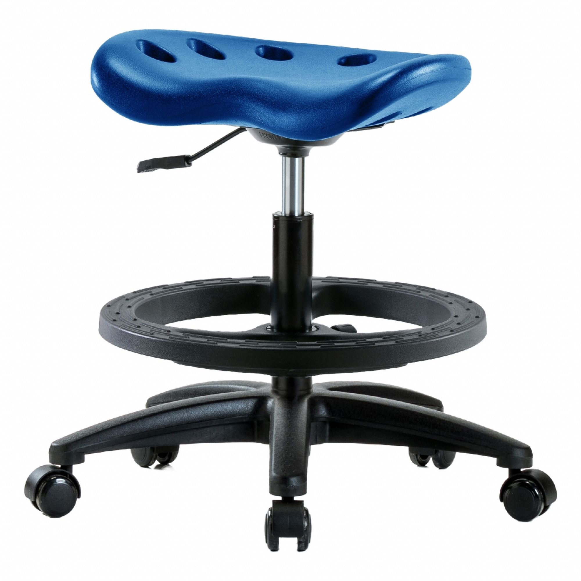 Stool: Polyurethane, Ht Range 19 in to 26 1/2 in, 17 in Seat Wd, 14 in Seat Dp, 0 Glides, 5 Casters