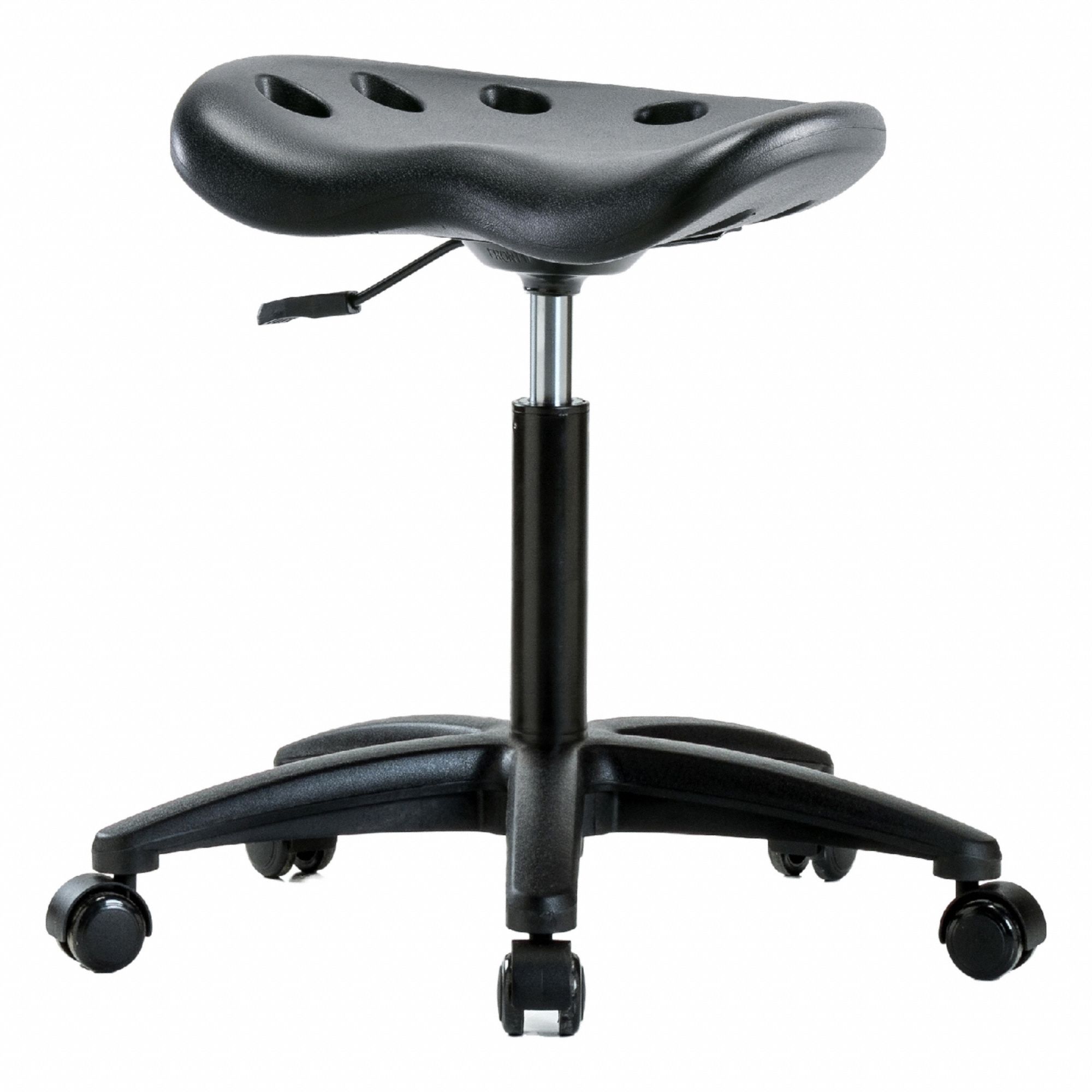 Stool: Polyurethane, Ht Range 19 in to 26 1/2 in, 17 in Seat Wd, 14 in Seat Dp, 0 Glides, 5 Casters