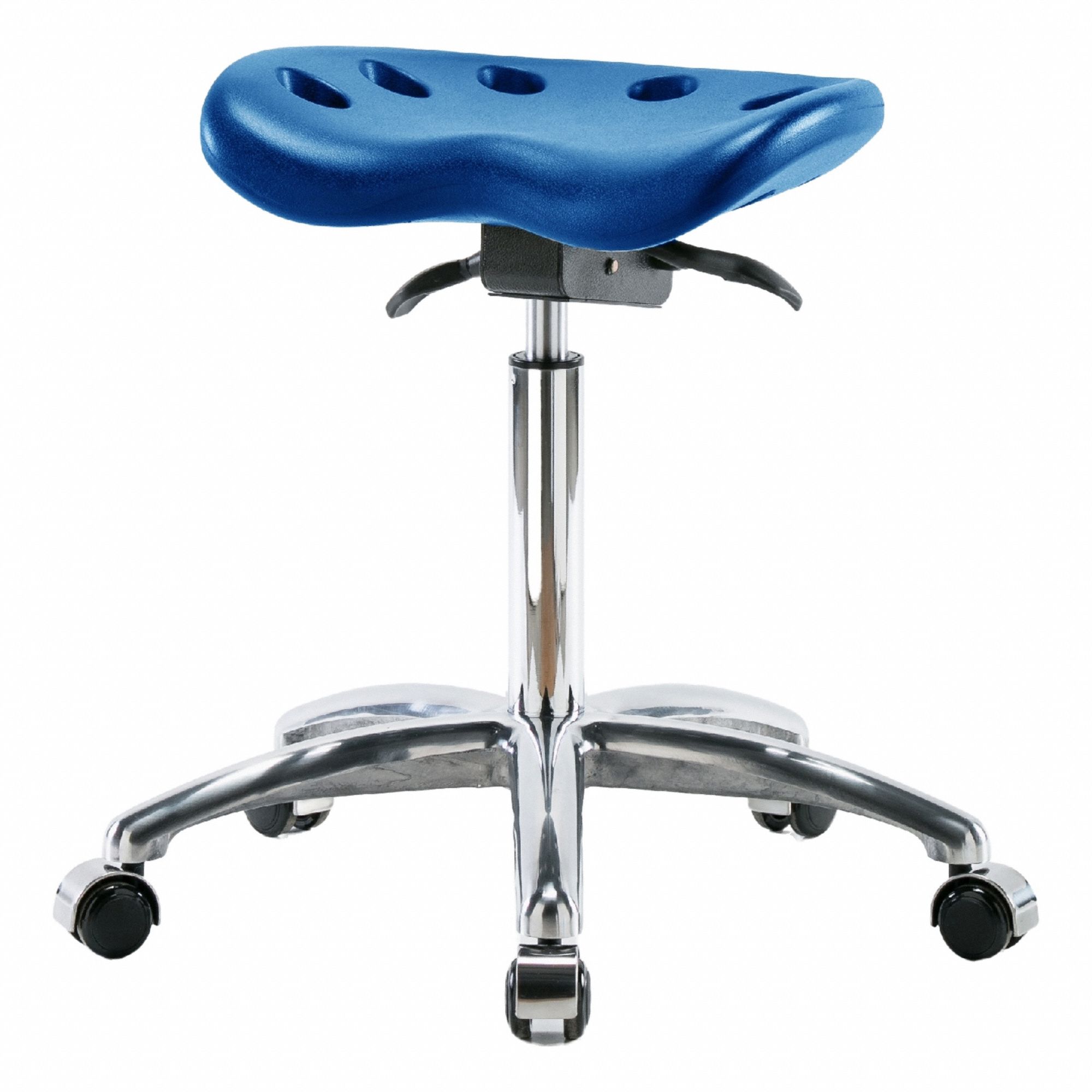 Tractor Stool: Polyurethane, Ht Range 20 in to 28 in, 17 in Seat Wd, 14 in Seat Dp, 0 Glides, Blue