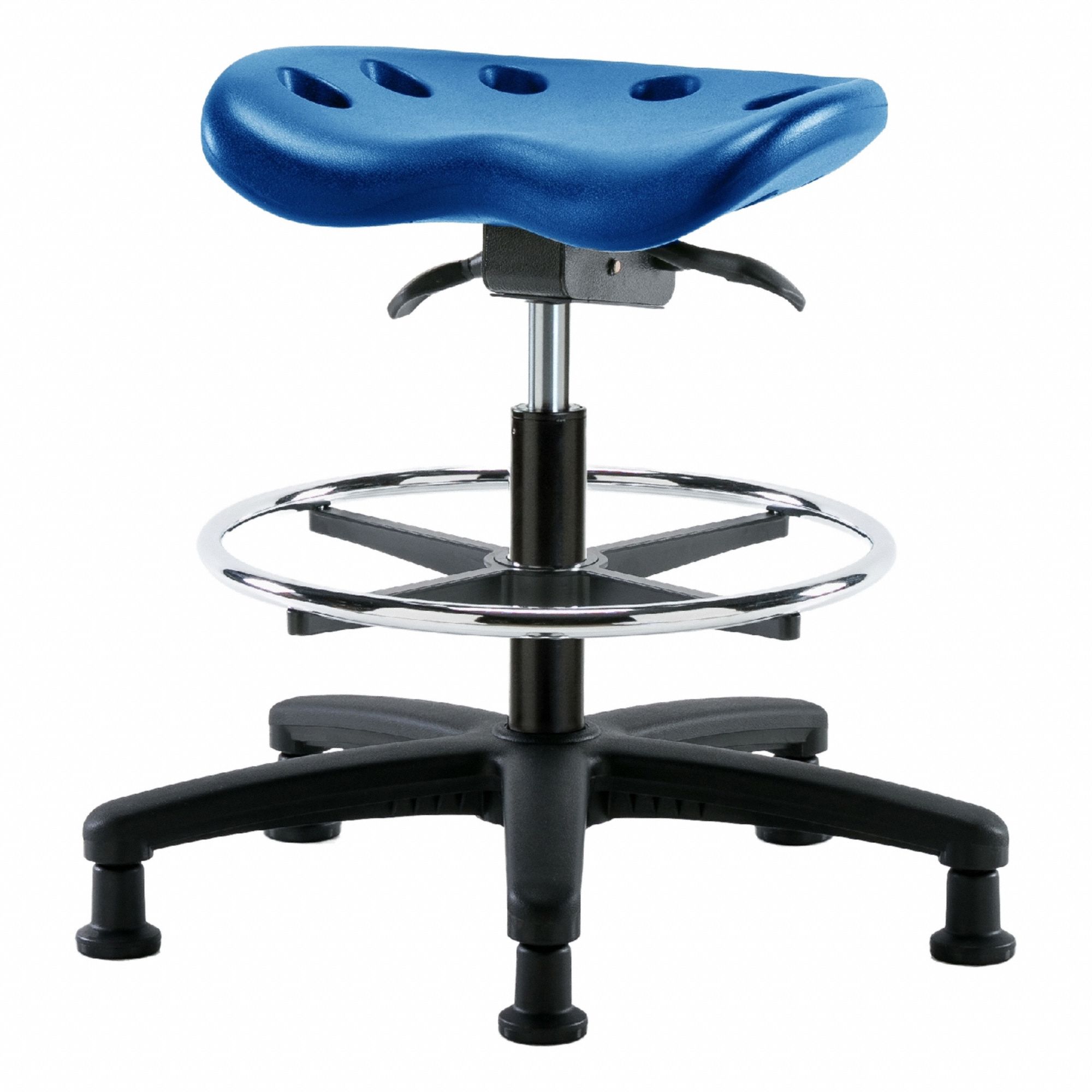 Tractor Stool: Polyurethane, Ht Range 19 in to 26 1/2 in, 17 in Seat Wd, 14 in Seat Dp, 5 Glides