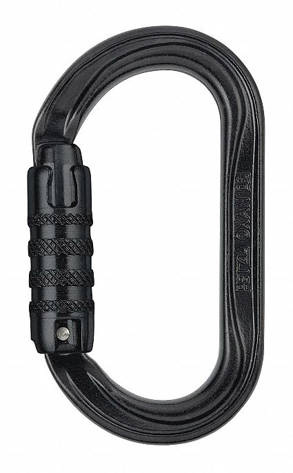 CARABINER, TRIACT LOCK, 16-38 KN, 15KN OPEN GATE, BLACK, 20MM, STEEL