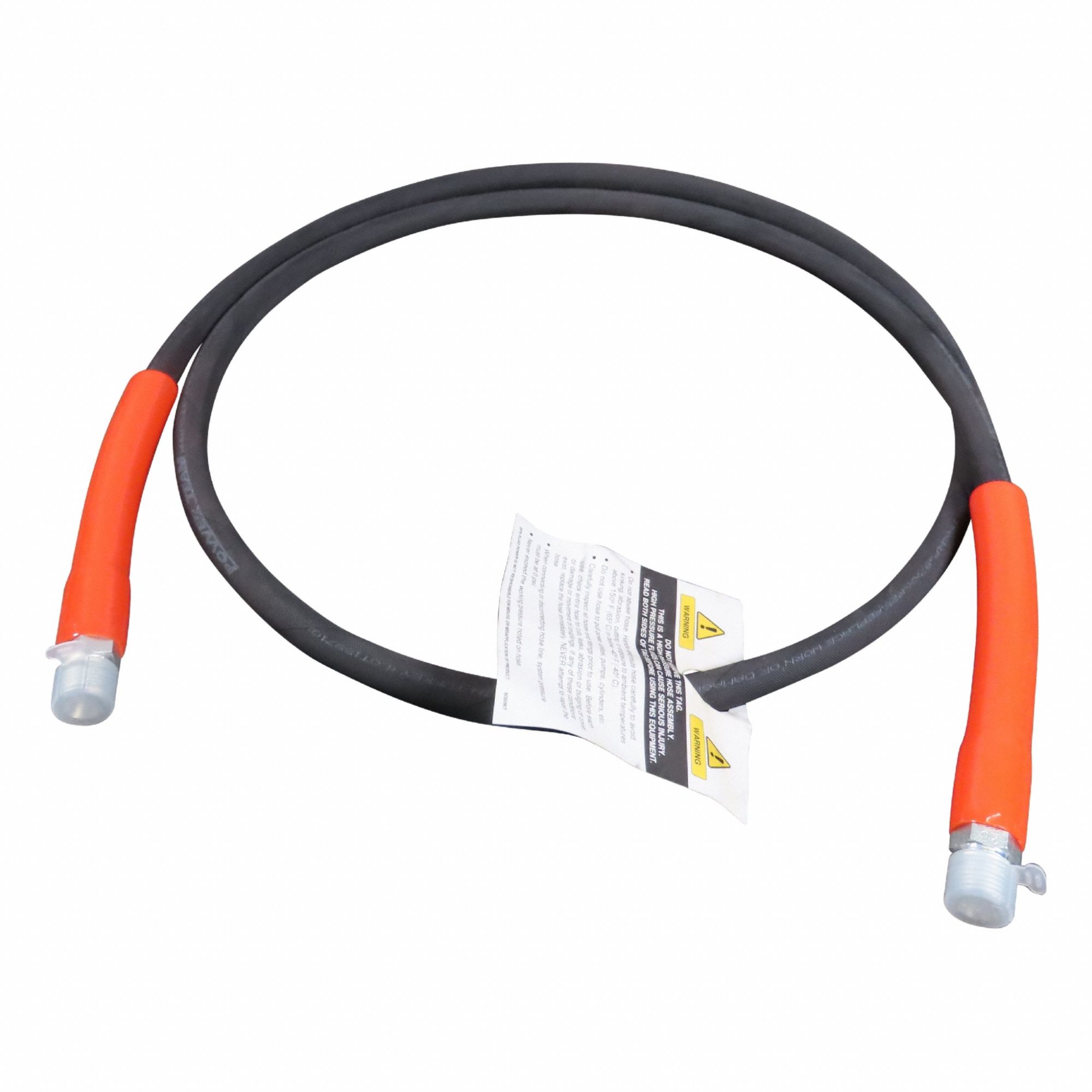 Hydraulic Hose: 1/4 in ID, NPTF x NPTF, 6 ft Lg, 3/8 in x 3/8 in Fitting Size, Rubber, 9756