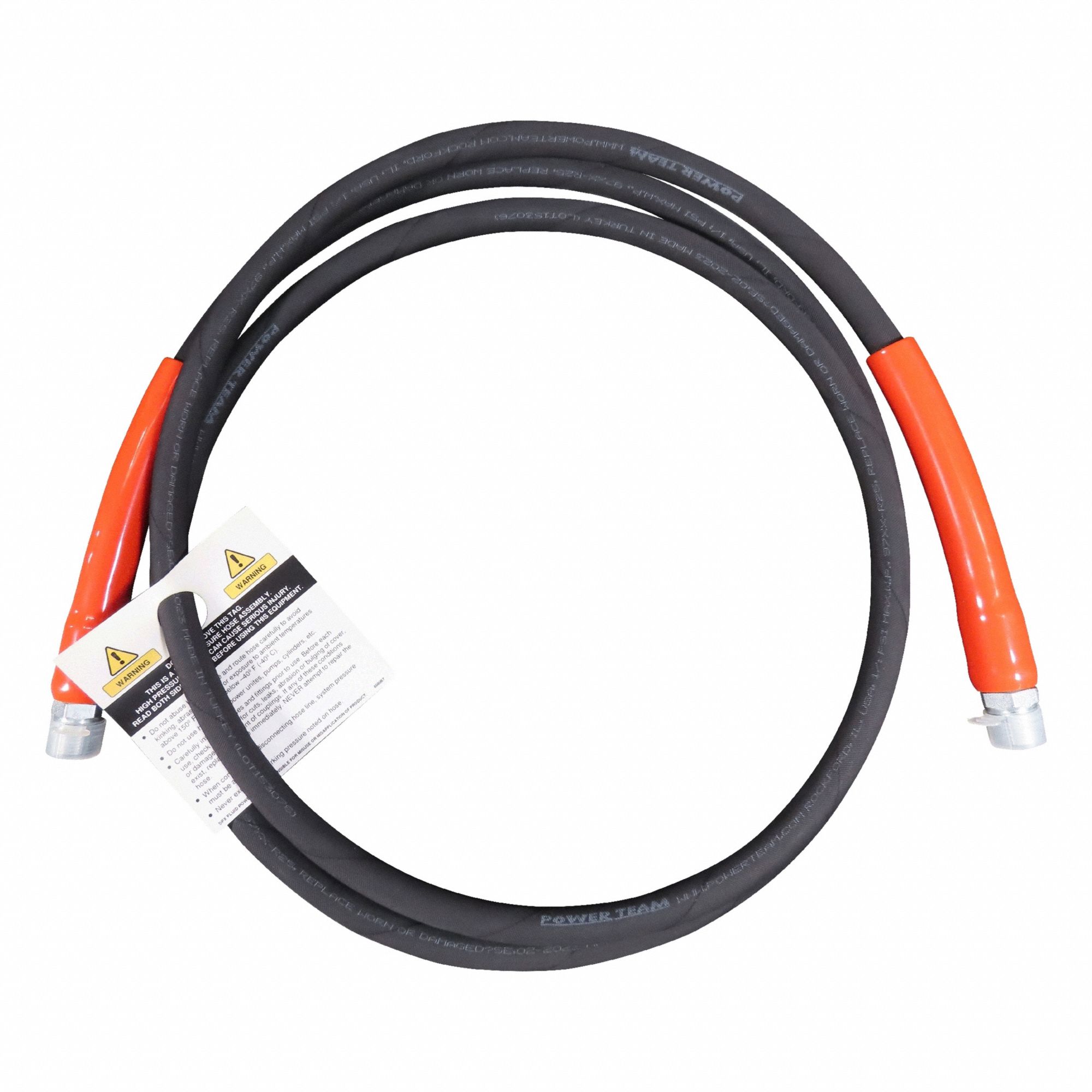 Hydraulic Hose: 1/4 in ID, NPTF x NPTF, 8 ft Lg, 3/8 in x 3/8 in Fitting Size, Rubber, 9757. Key specifications — Hose Tube Material: Rubber; Fitting Type: NPTF x NPTF; Manufacturer Part Number: 9757; Brand: POWER TEAM.