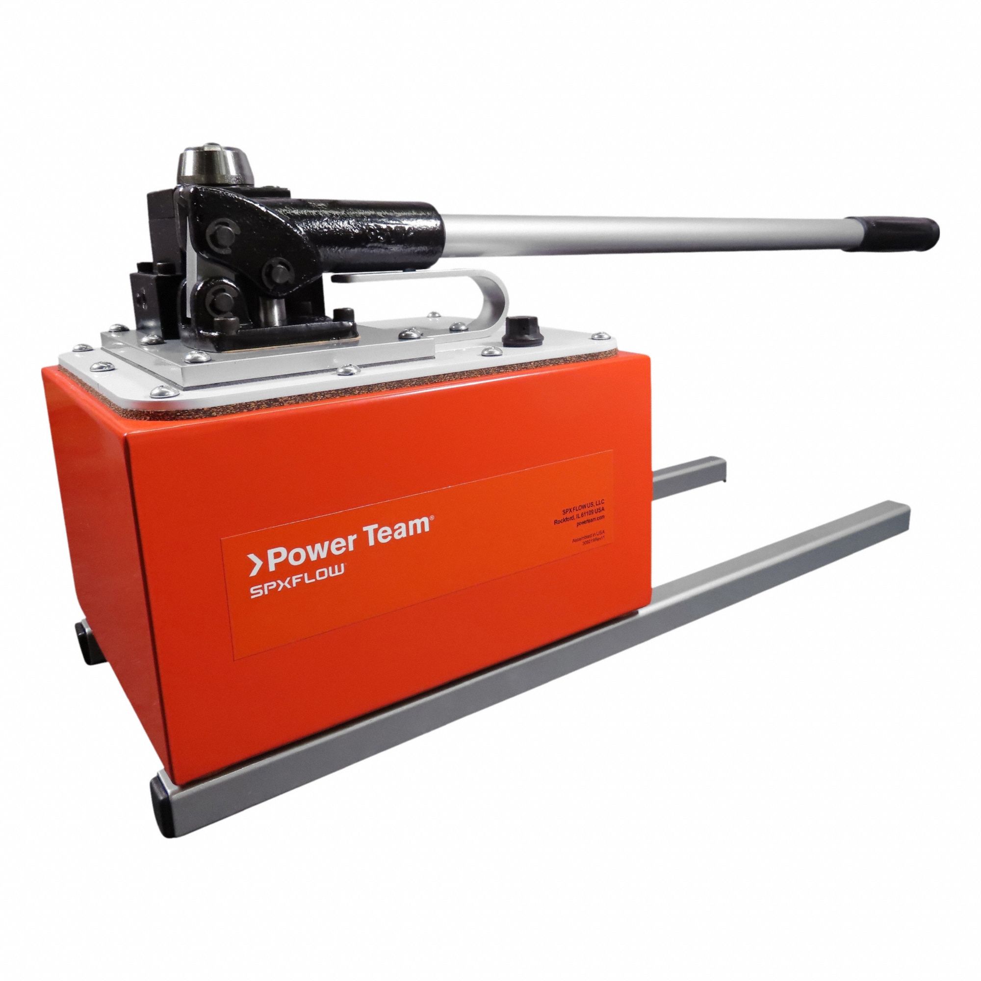 POWER TEAM Manual Hydraulic Pump Units: 2 Stages, Double Acting, 325 psi Max. Pressure 1st Stage (MPN P460D). Key specifications — Brand: POWER TEAM; Cylinder Compatibility: Double Acting.