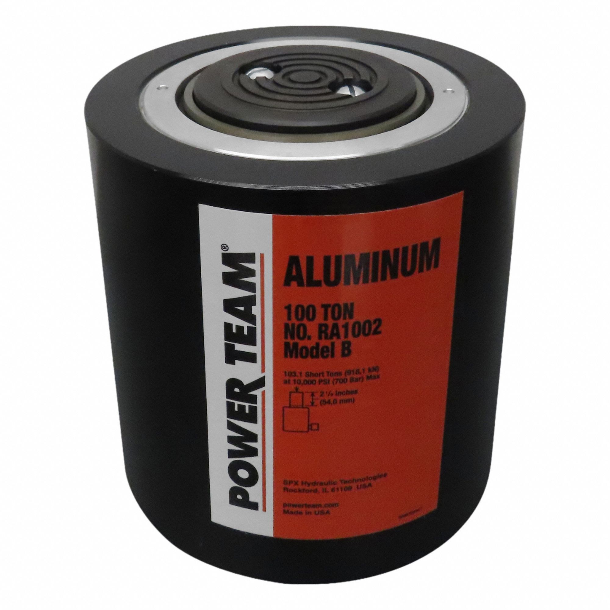POWER TEAM Standard Hydraulic Rams: Single Acting, 100 ton Nominal Capacity, 2 in Nominal Stroke Lg (MPN RA1002). Key specifications — attr98927: POWER TEAM.