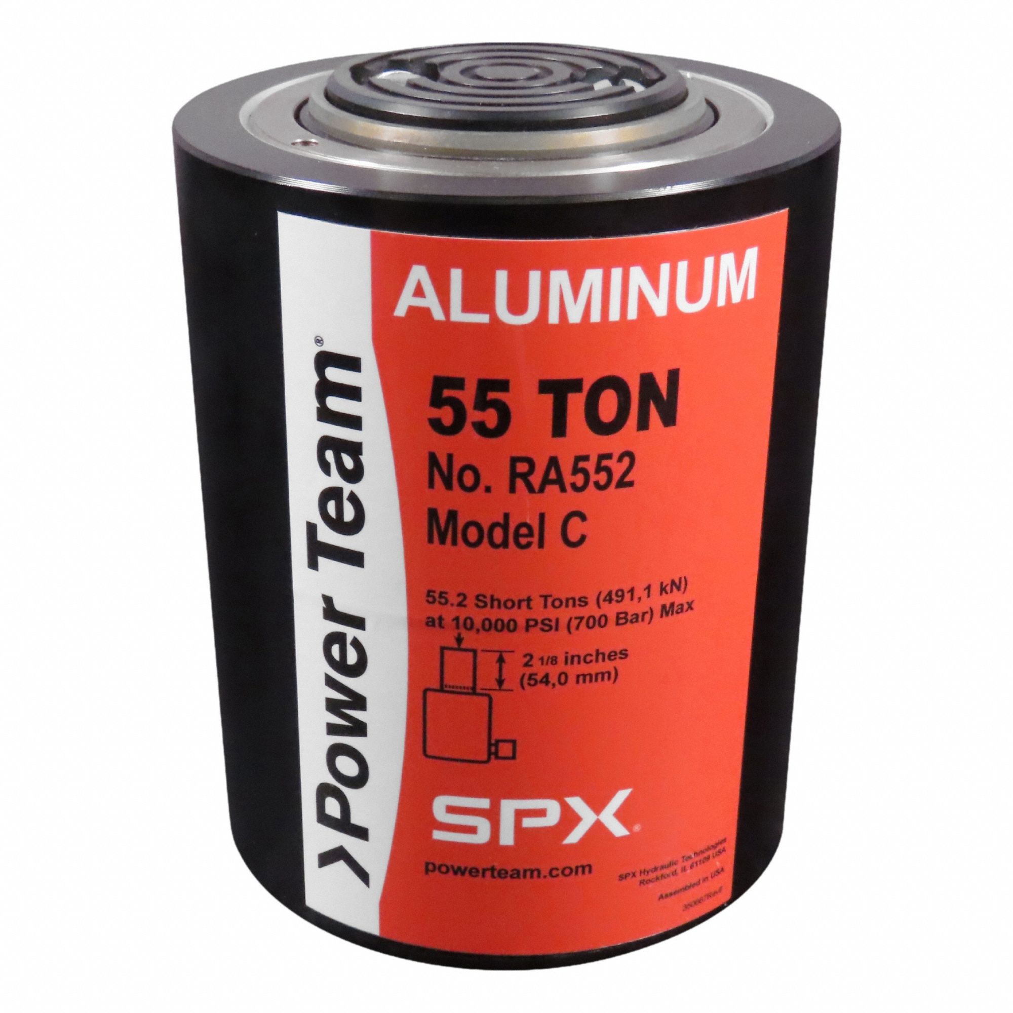 POWER TEAM Standard Hydraulic Rams: Single Acting, 55 ton Nominal Capacity, 2 in Nominal Stroke Lg (MPN RA552). Key specifications — attr98927: POWER TEAM.