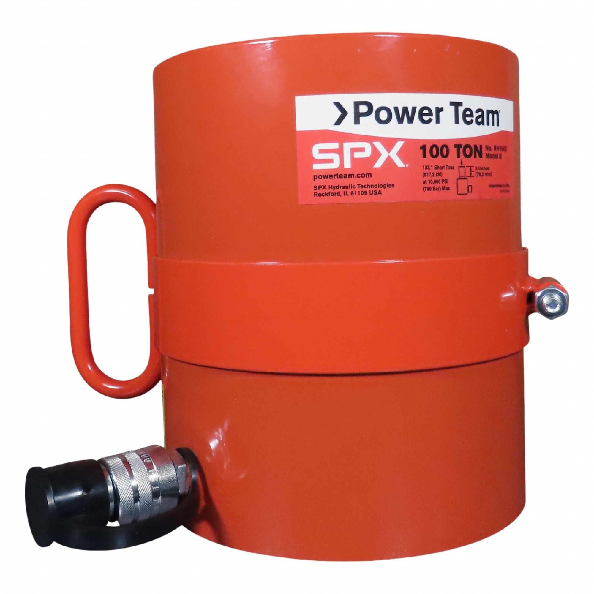 POWER TEAM Hollow Hydraulic Rams: 100 ton Nominal Capacity, 3 in Nominal Stroke Lg, 3.13 in, RH (MPN RH1003). Key specifications — attr1099385: 3.13 in.