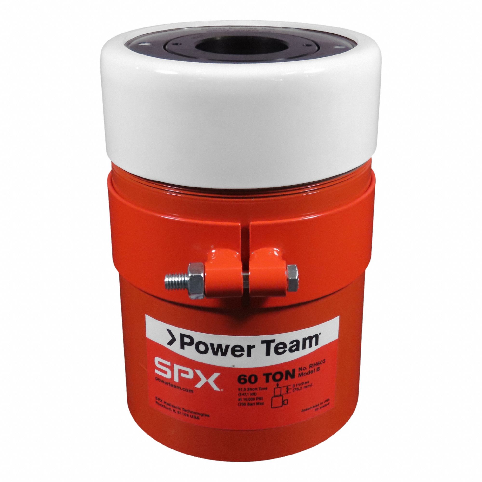 POWER TEAM Hollow Hydraulic Rams: 60 ton Nominal Capacity, 3 in Nominal Stroke Lg, 2.13 in, RH (MPN RH603). Key specifications — attr1099385: 2.13 in.