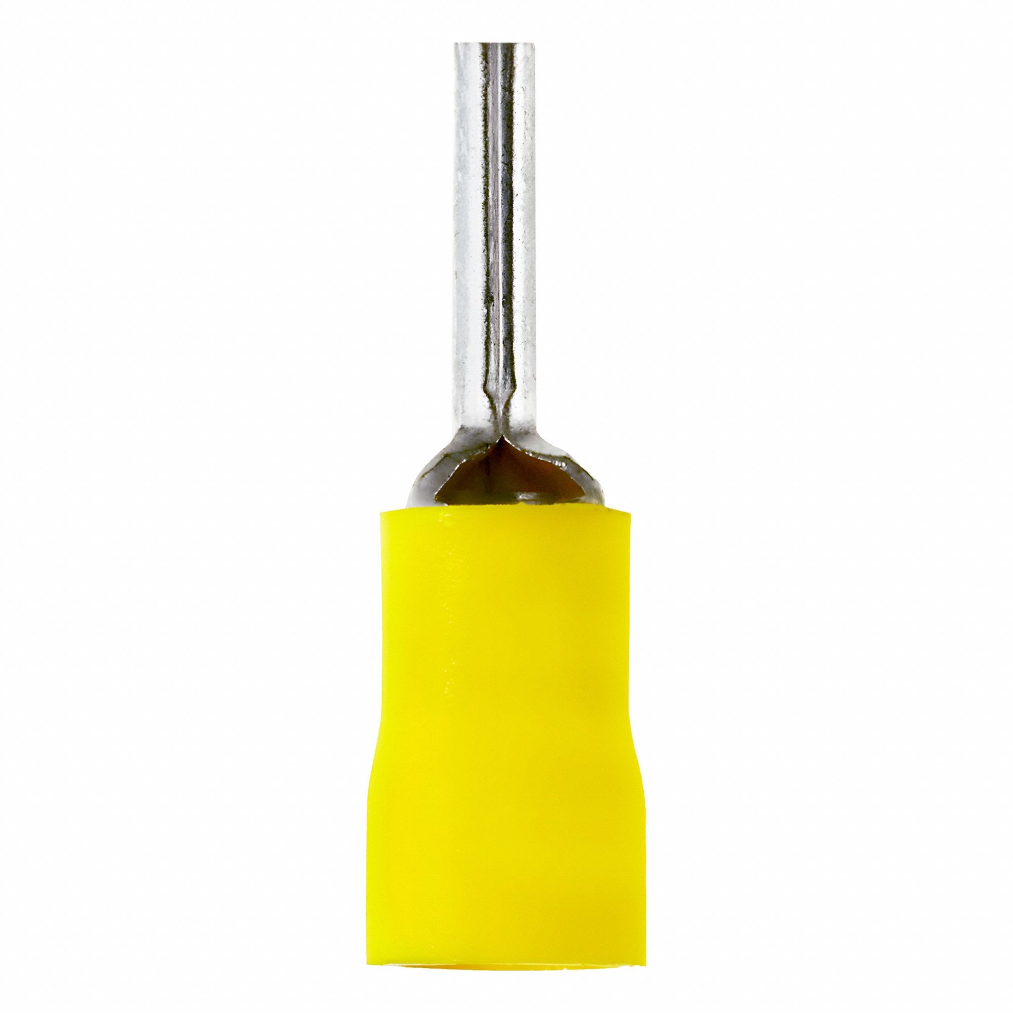 Pin Terminal: Yellow, Vinyl, 0.1 in Pin Dia