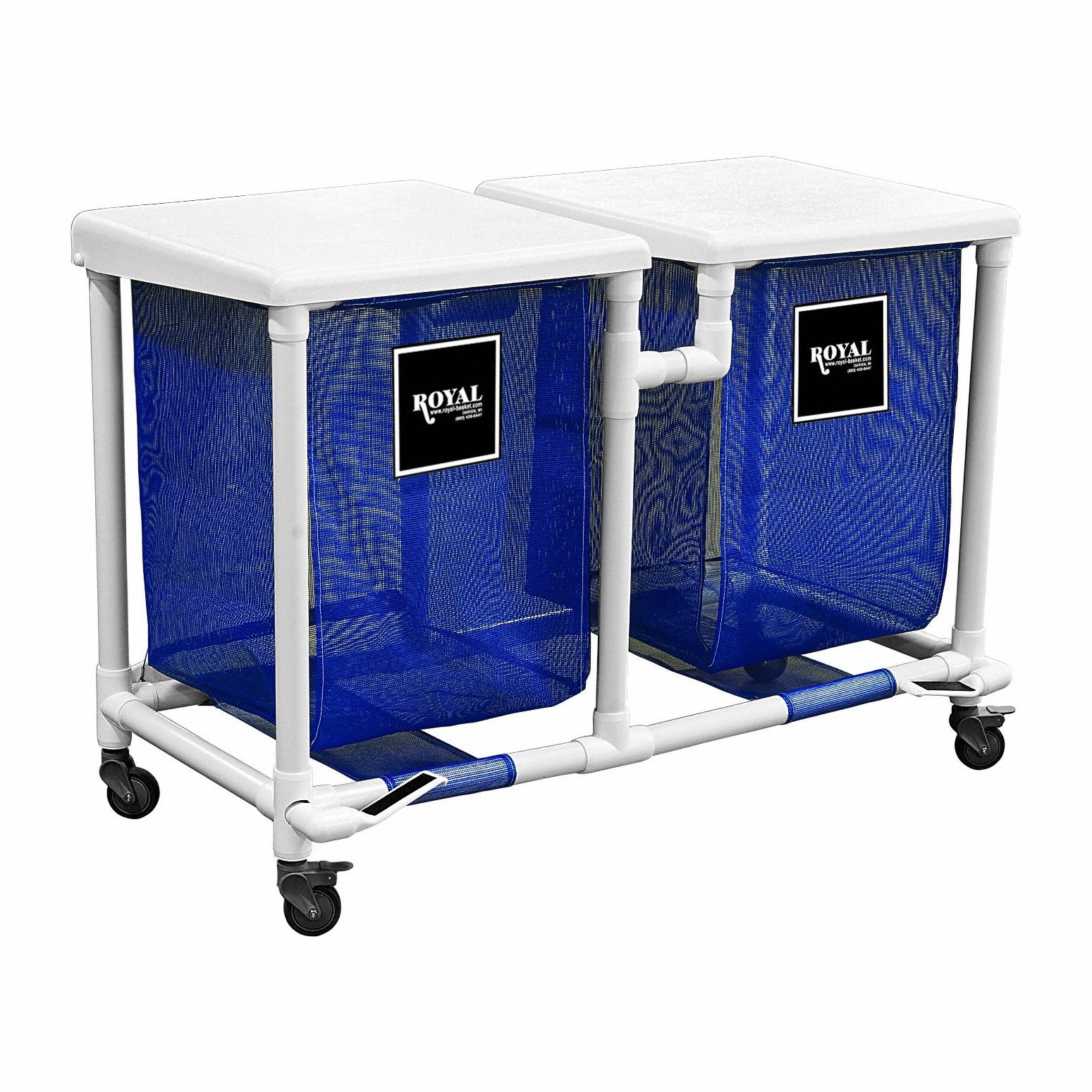 PVC Hamper: PVC Liner, Blue, (4) Swivel (2) with Brake, 12.9 cu ft Total Volume