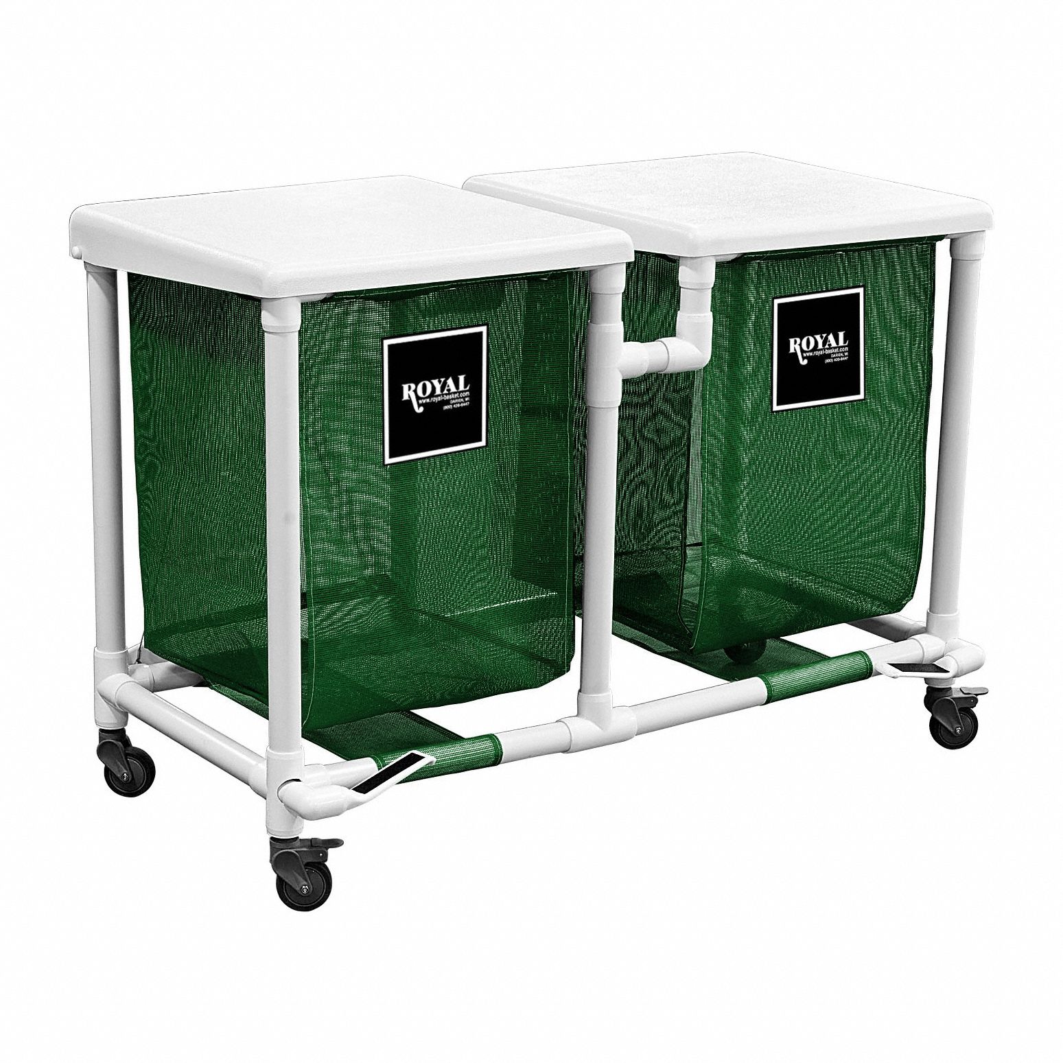 PVC Hamper: PVC Liner, Green, (4) Swivel (2) with Brake, 12.9 cu ft Total Volume