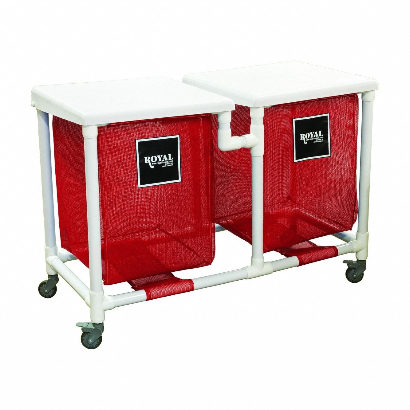 PVC Hamper: PVC Liner, Red, (4) Swivel (2) with Brake, 12.9 cu ft Total Volume