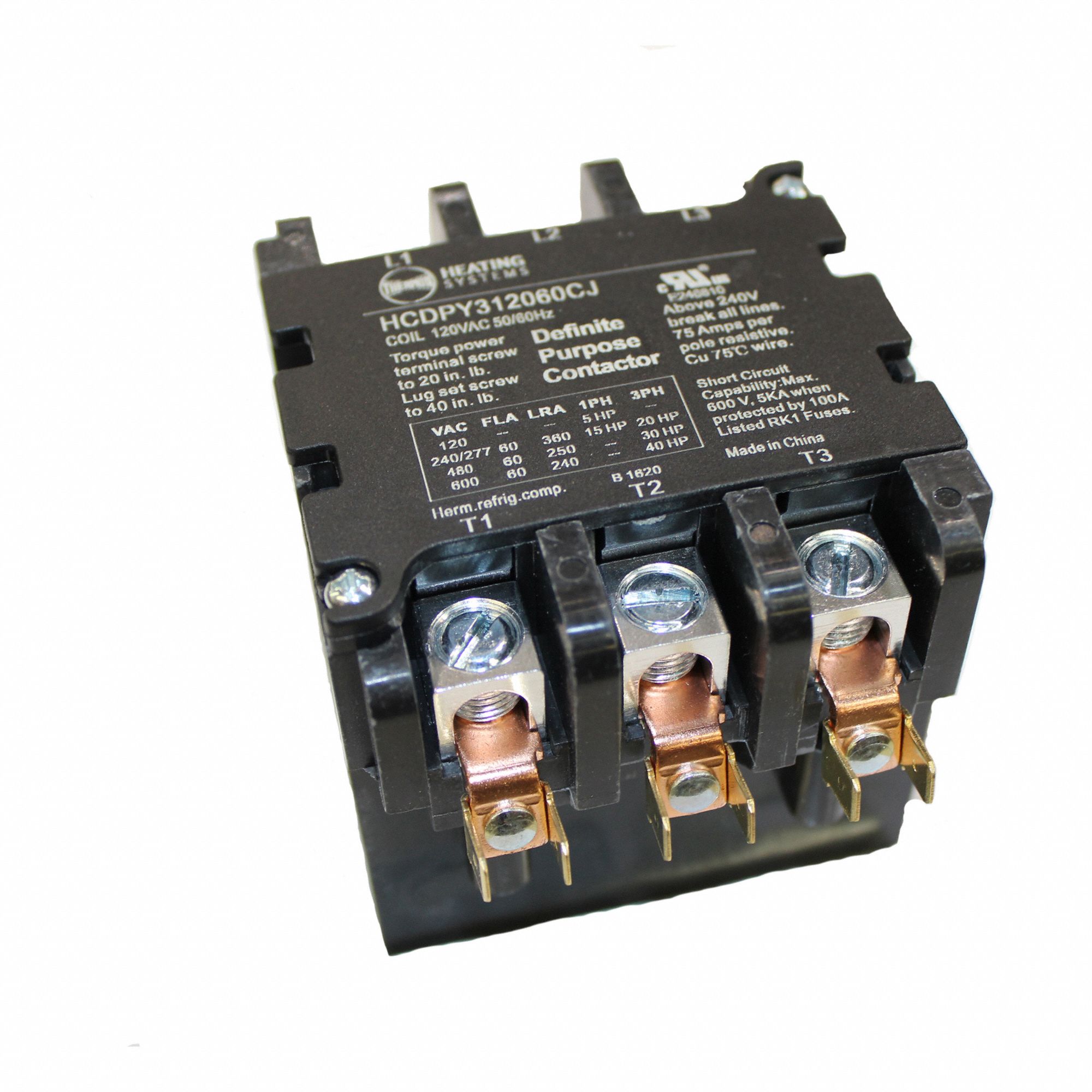 REPLACEMENT CONTACTOR,6 IN H,120V AC