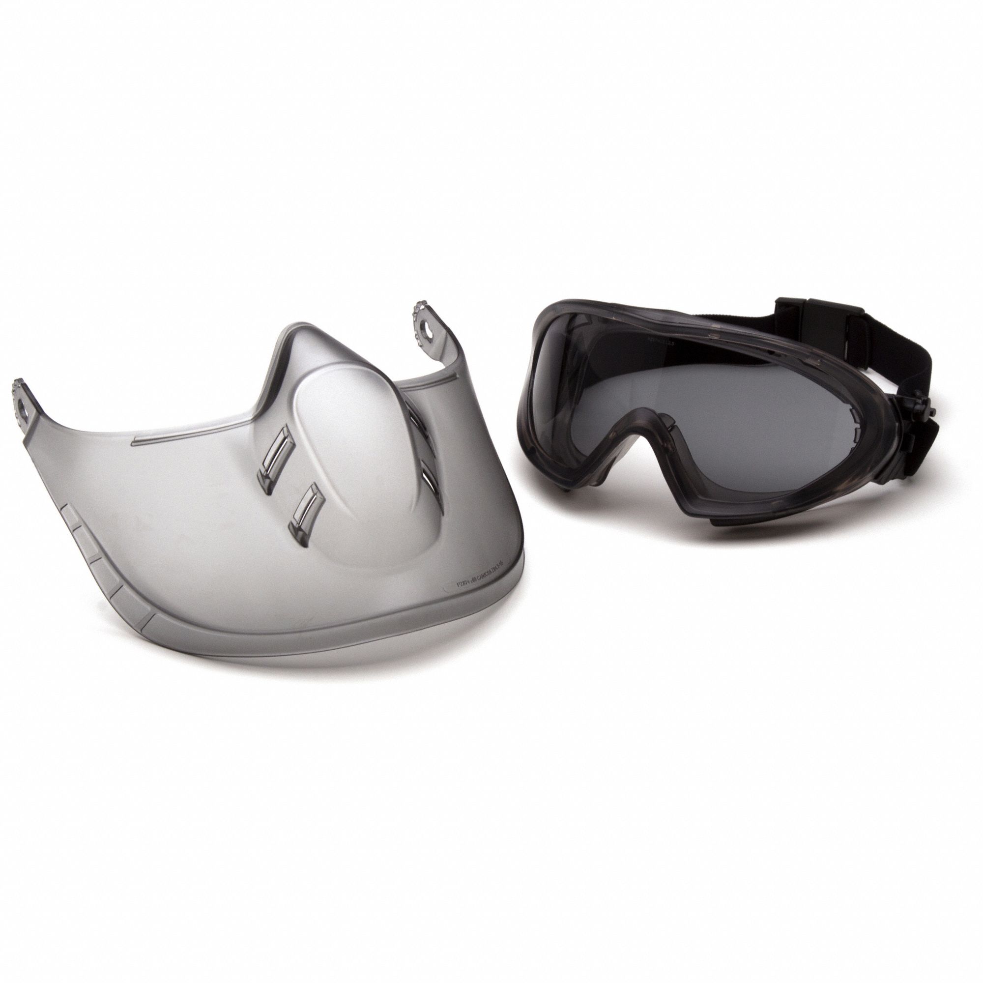 LUNETTES PROTECTION ÉTANCHES A/ÉCRAN FACIAL, JOINT CAOUTCHOUC SOUPLE/PC/NYLON, NOIR/GRIS, ANTIBUÉE, CSA, UV, UNIVERSEL