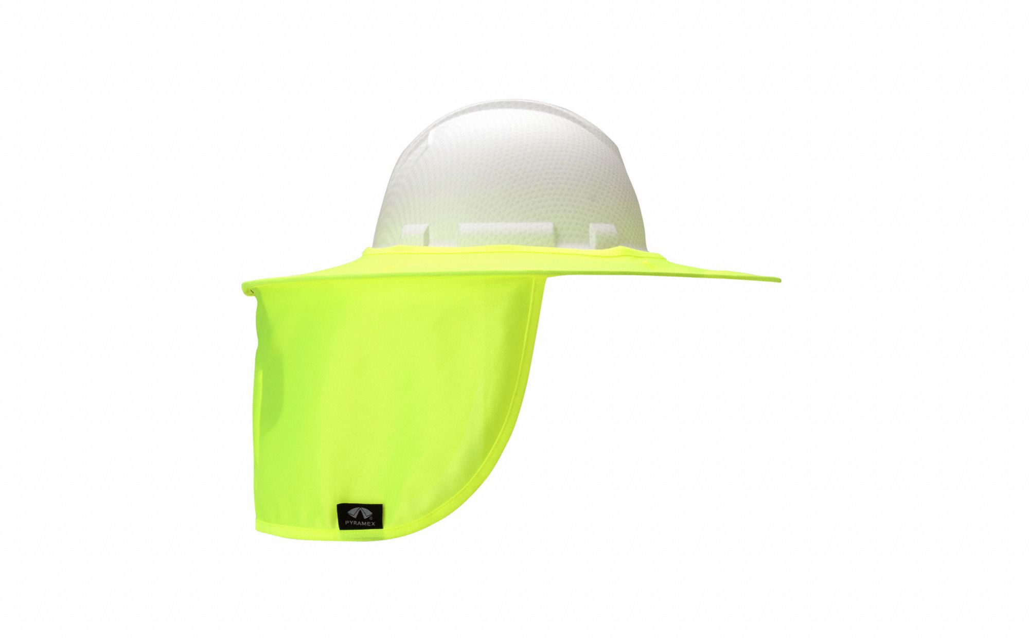 PYRAMEX COLLAPSIBLE HARD HAT BRIM WITH NECK SHADE, HI-VIS LIME, POLYESTER - Hard  Hat Sun Shades and Visors - PYRHPSHADEC30