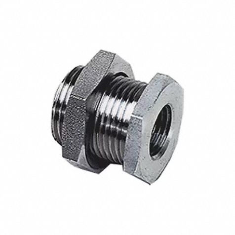 Bulkhead Coupling: 316L Stainless Steel, 1/2 in x 1/2 in Fitting Pipe Size, Female NPT x Male NPT
