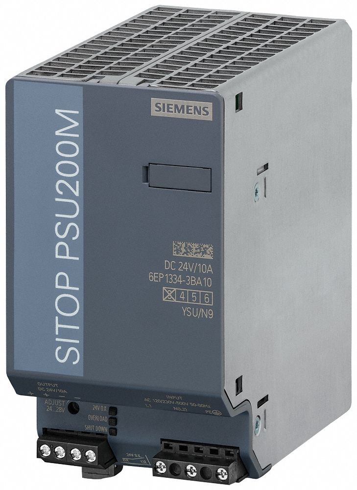 Stabilized Power Supply: DIN Rail, 240 W Output Power - Rated, 10 A Current - Output, Metal