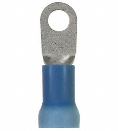 Ring Terminal: Blue, Vinyl Insulation, 1/4 in Stud Size, 6 AWG to 6 AWG Wire Sizes, 600 V
