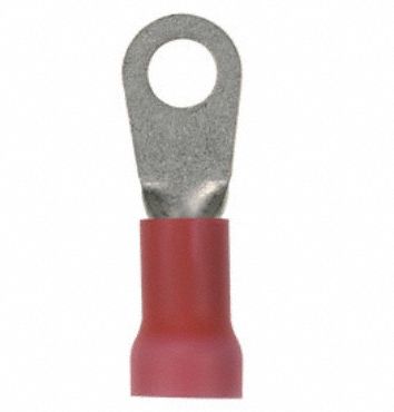 PANDUIT Ring Terminal: Red, Vinyl Insulation, #8 Stud Size, 8 AWG to 8 AWG Wire Sizes, 600 V (MPN PV8-10RX-TY). Key specifications — attr1308027: PANDUIT.