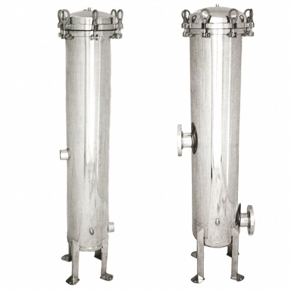 Water Filter Housing: 2 in, NPT, Female, 59 1/4 in Overall Ht, 8 in Overall Dia, Silver