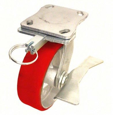 Plate Caster, Swivel, Polyurethane, 7 1/2"H