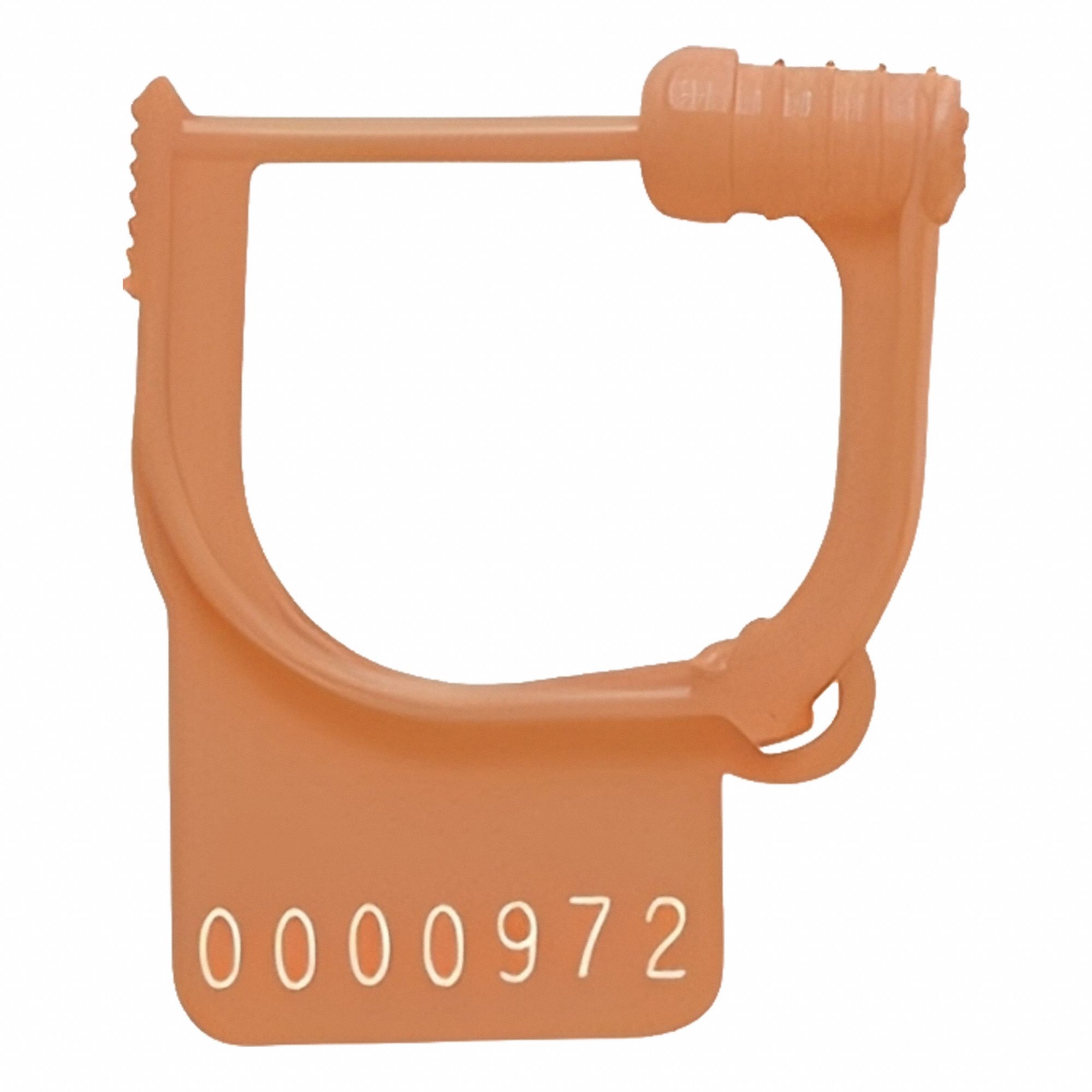 TYDENBROOKS Padlock Seals: Orange, Polypropylene, 6 lb Breaking Strength, 29/50 in Lock Lg, 1 PK (MPN 36021130-04). Key specifications — Brand: TYDENBROOKS; Marking Included: Letters; Marking Message: Sealed; Marking Numbering: Sequential; Lock Material: Polypropylene.