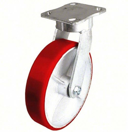 KINGPINLESS PLATE CASTER, 8 IN WHEEL DIAMETER, 1250 LB, 9&frac12; IN MOUNTING H, FIRM