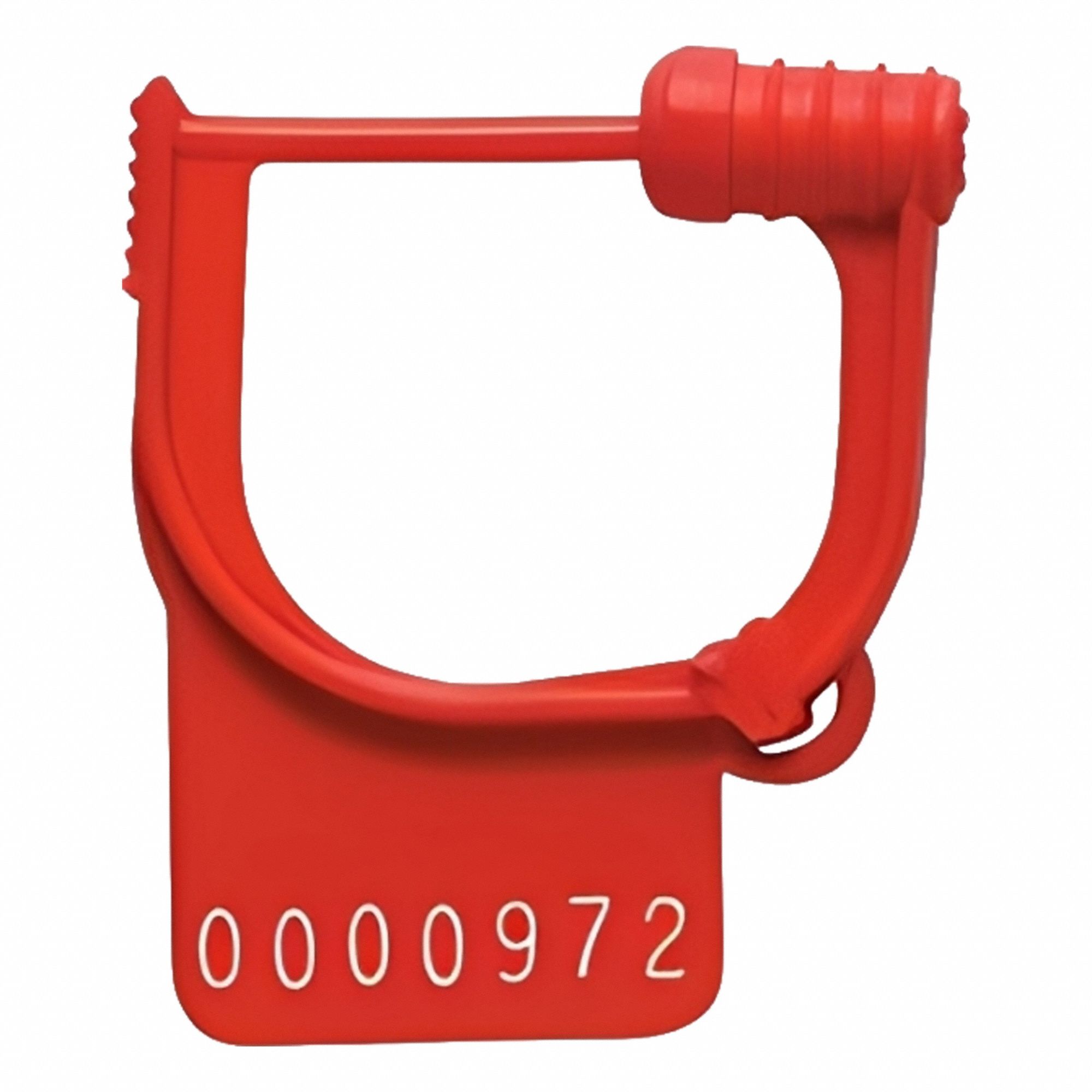 TYDENBROOKS Padlock Seals: Red, Polypropylene, 6 lb Breaking Strength, 29/50 in Lock Lg, 1 PK (MPN 36021130-01). Key specifications — Brand: TYDENBROOKS; Marking Included: Letters; Marking Message: Sealed; Marking Numbering: Sequential; Lock Material: Polypropylene.