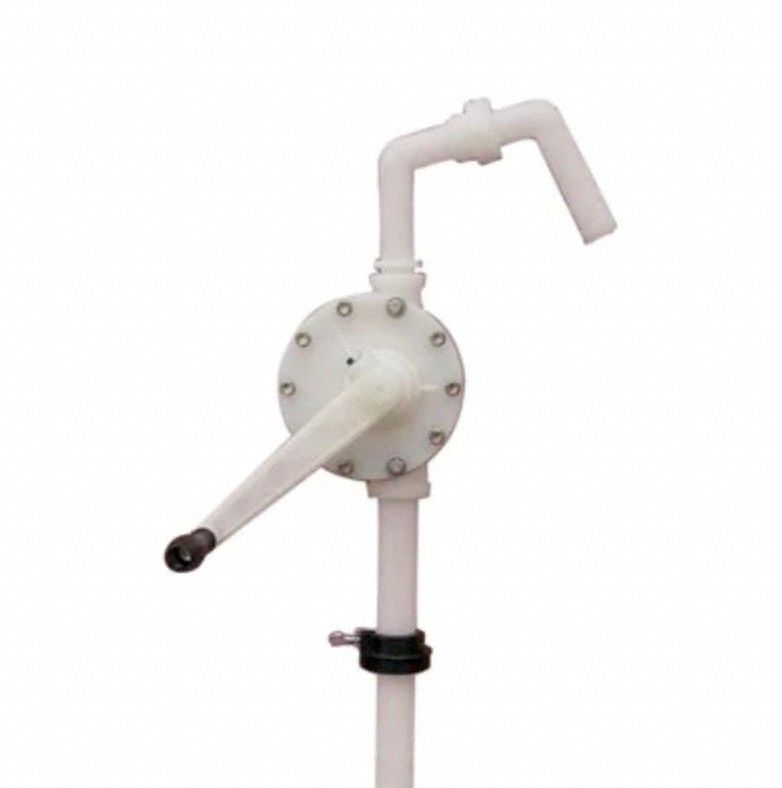 ACTION PUMP Hand Pump: Rotary Action, Pump with Spout, Polyethylene Housing, 8 oz per stroke, Vane (MPN ZE10240). Key specifications — Brand: ACTION PUMP; Housing Material: Polyethylene; Maximum Flow Rate: 8 oz per stroke; Suction Tube Material: PE; Seal Material: PE.