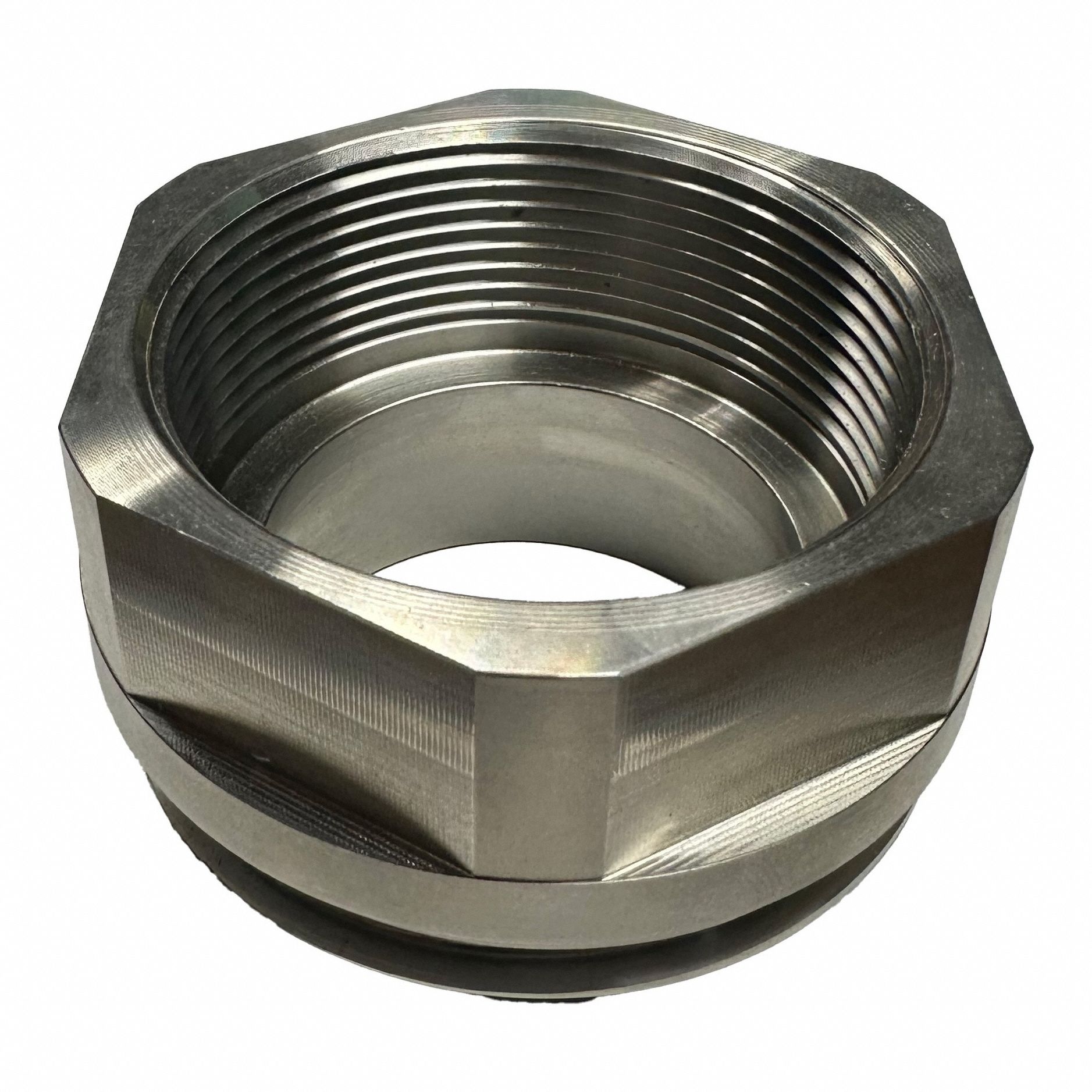 ACTION PUMP Bung Adapter: Bung Adapter, 316 Stainless Steel, 2 3/4 in, 2 in (MPN M70SS). Key specifications — Brand: ACTION PUMP; Body Material: 316 Stainless Steel; Product Type: Bung Adapter; Wetted Materials: 316 Stainless Steel.