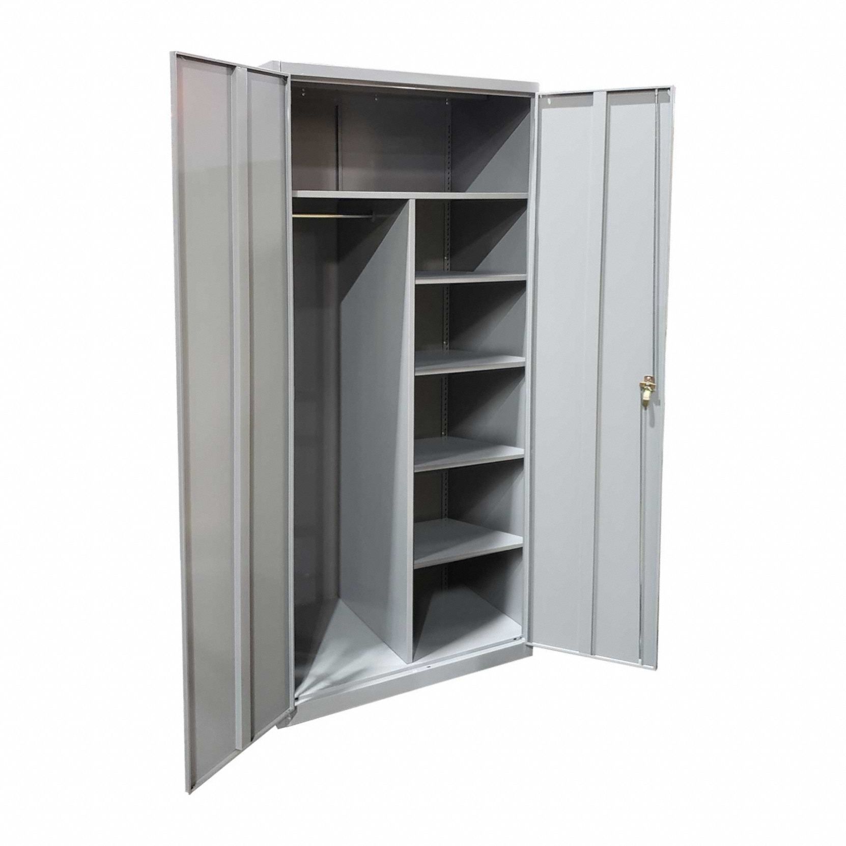 LYON Storage Cabinet: 36 in x 18 in x 72 in, 1 Adj Shelf, Swing Handle & Keyed, Frame, Black, Black. Key specifications — attr66548: LYON; attr88067: Frame; attr88068: Black; attr88069: Assembled.