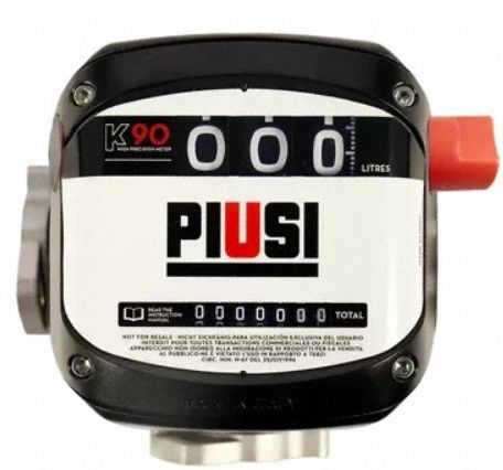PIUSI Mechanical Fuel Meter: Fuel Meter, Mechanical, 1 in NPT, 24 gpm Flow Rate - Max, Liters (MPN F009SW600). Key specifications — Display Type: Mechanical; Unit Of Measure: Liters; Brand: PIUSI; Manufacturer Part Number: F009SW600; Housing Material: Aluminum; Accuracy: +/-0.6%.