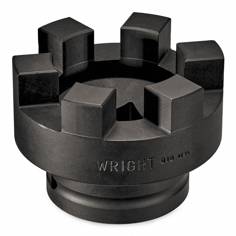 WRIGHT TOOL Castellated Spanner Socket: 2 1/2 in Drive Size, 5 in Socket Size, Castellated, Std (MPN 858C40). Key specifications — Brand: WRIGHT TOOL; Finish: Black Oxide; Socket Depth: Standard; Tether Ready: Not Tether Capable; Socket Shape: Castellated.