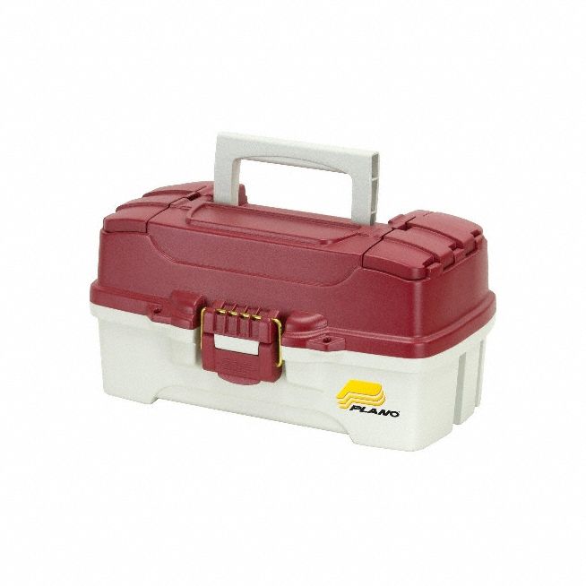 Tool Box: 14 in W 8 in D 8 in H, Plastic, Red/White