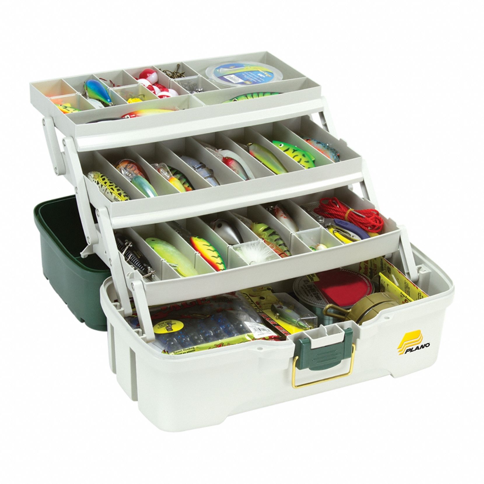 Tool Box: 17 in W 9 in D 9 in H, Plastic, Green/White