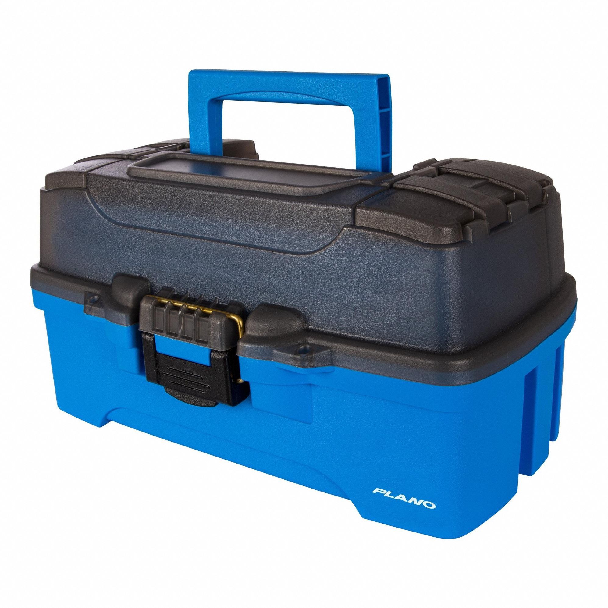 Tool Box: 15 in W 9 in D 8 in H, Plastic, Blue/Dark Gray