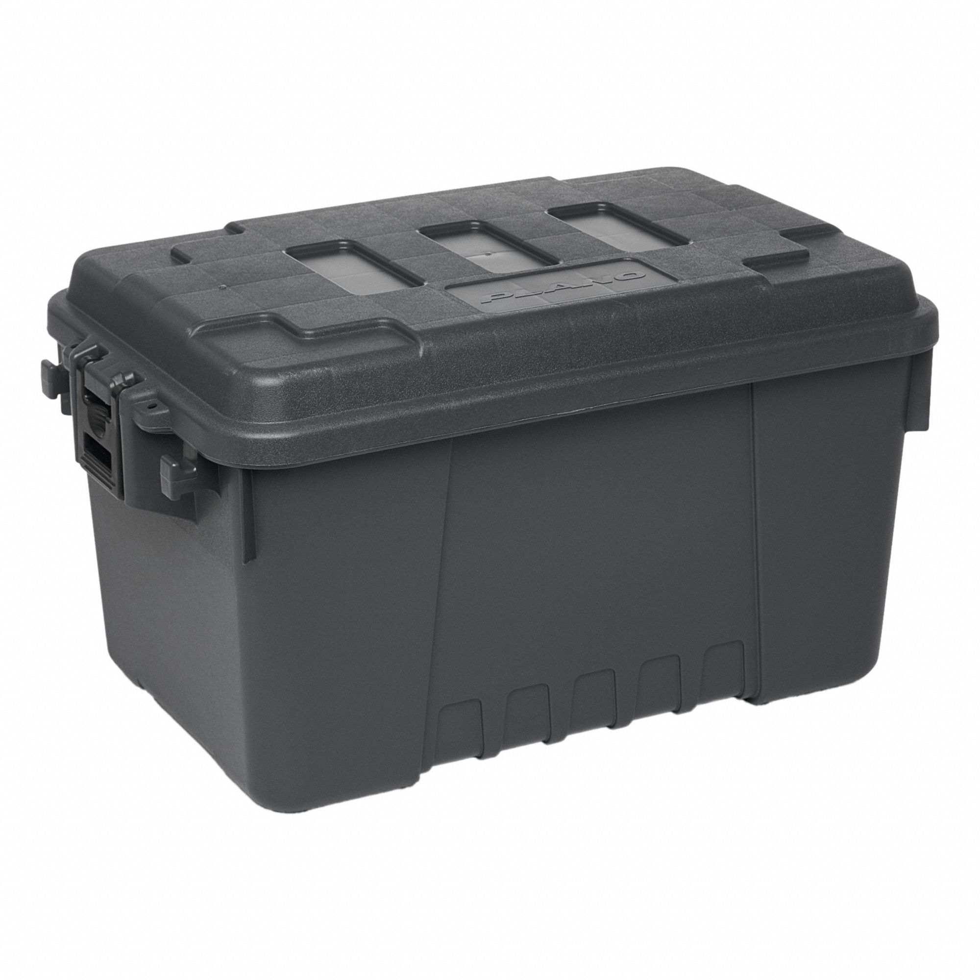 Storage Trunk: 14 gal, 24 in x 15 in x 13 in, Gray, Plastic, 2 Handles, Rectangular