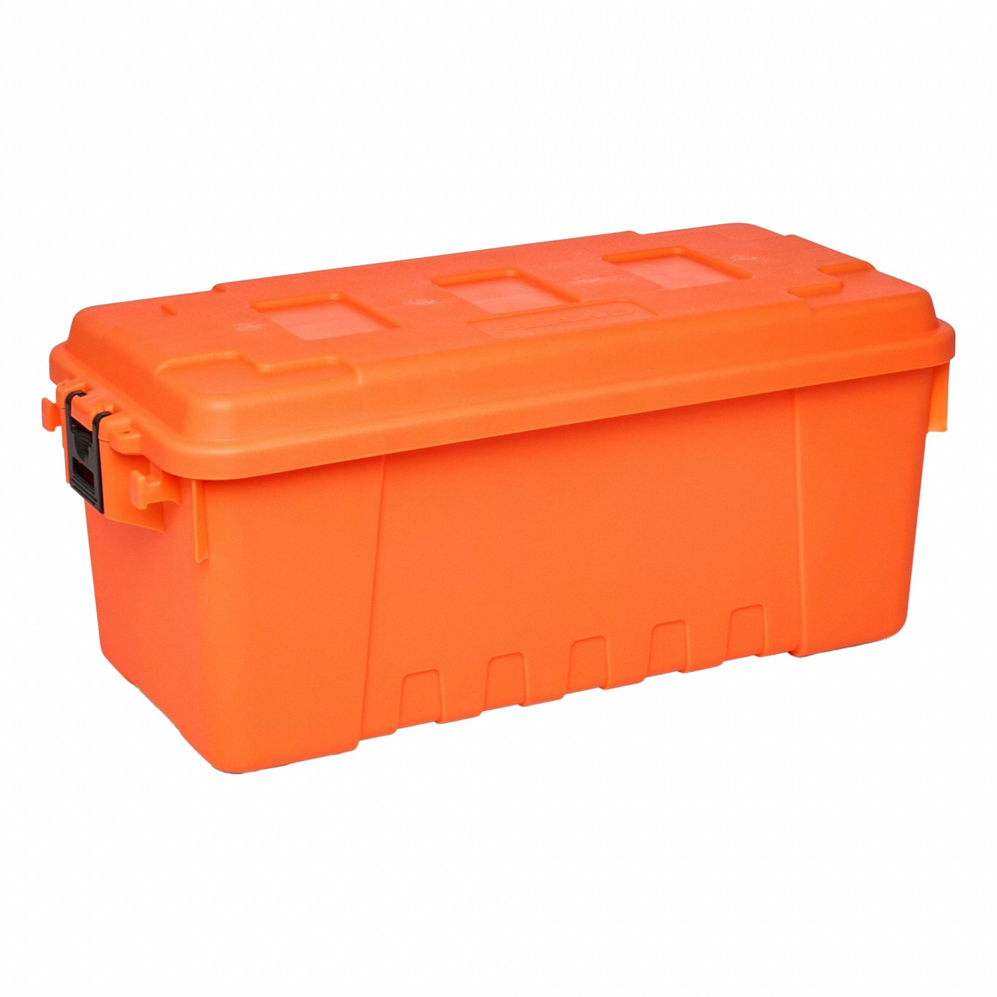 Storage Trunk: 17 gal, 30 in x 14 1/4 in x 12 3/4 in, Orange, Plastic, 2 Handles