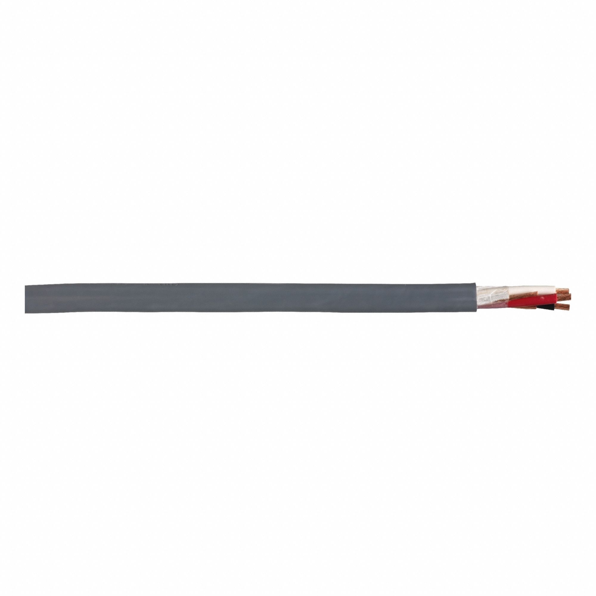 Portable Cord: SJTOW, 300 V, 3 Conductors, 14 AWG, Gray Jacket, 250 ft Overall Lg