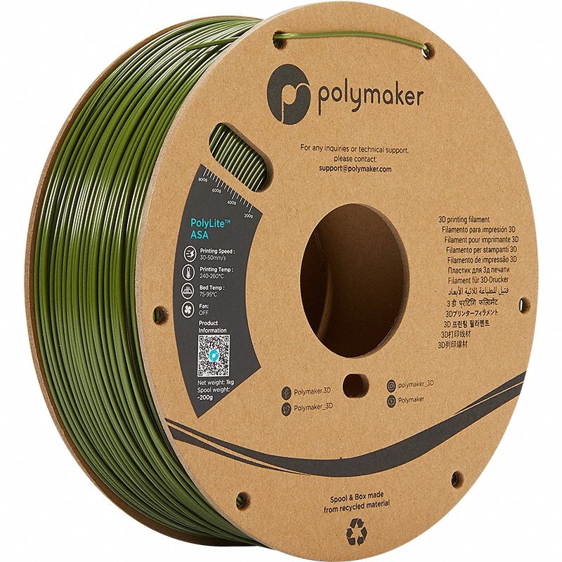 3D Printing Filament: PolyLite, ASA, 1.75 mm, 1 kg, Army Green