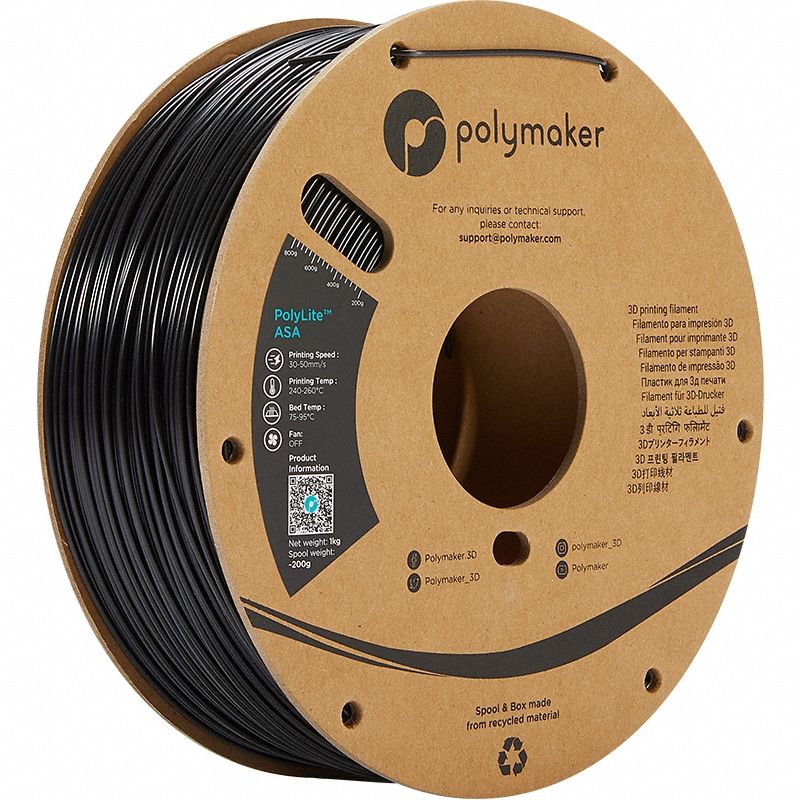 3D Printing Filament: PolyLite, ASA, 1.75 mm, 1 kg, Black