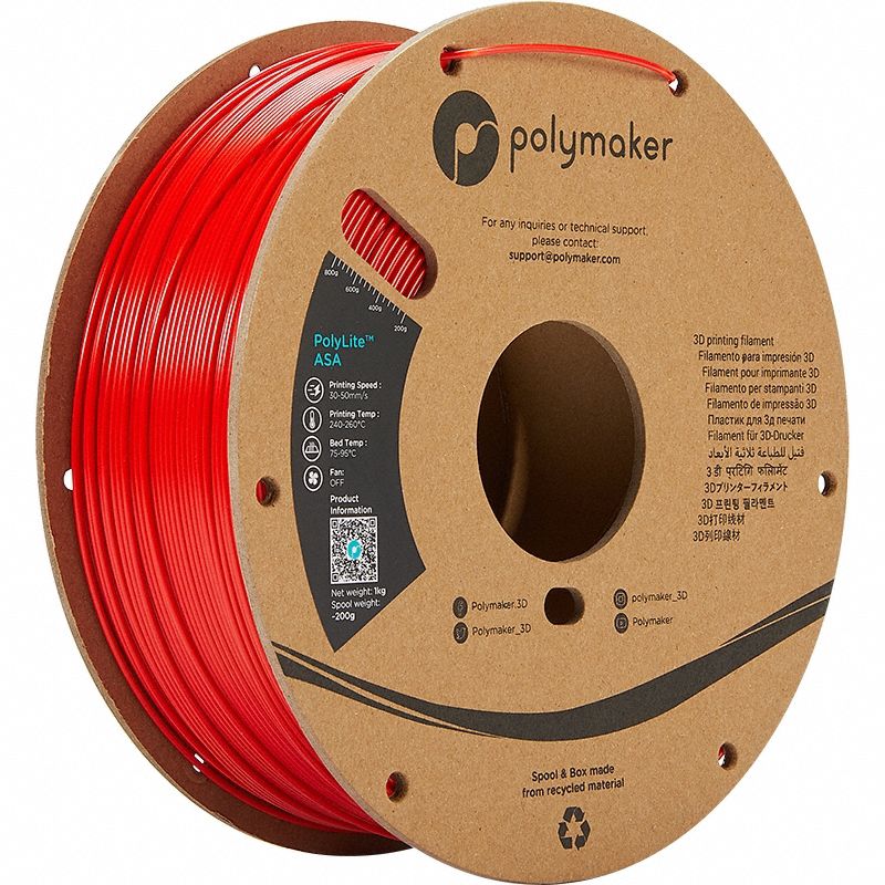 3D Printing Filament: PolyLite, ASA, 1.75 mm, 1 kg, Red