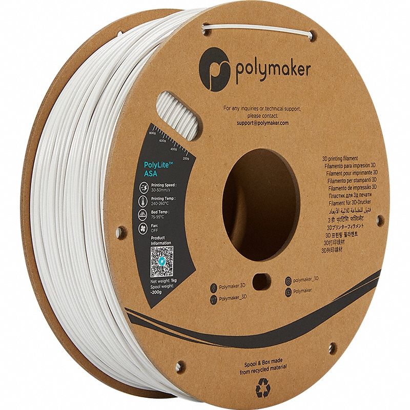 3D Printing Filament: PolyLite, ASA, 1.75 mm, 1 kg, White