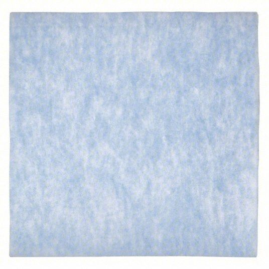 Air Filter Pad: 20 in x 20 in x 1/2 in, Polyester, Blue/White