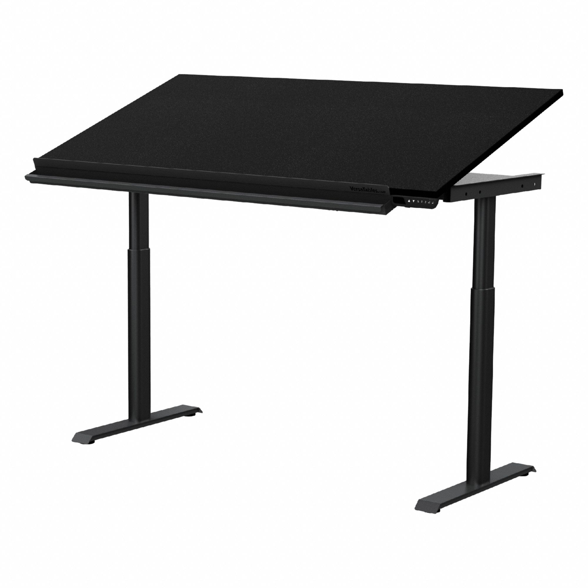 Drafting Table: 60 in Overall Lg, 30 in Overall Wd, Adj Ht, Wood, Black, Laminate/Steel