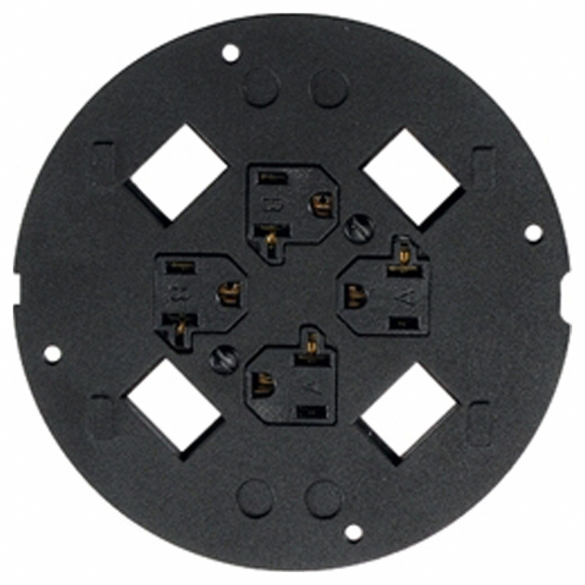 Floor Subplate: Round, Black, Cast Aluminum, Smooth