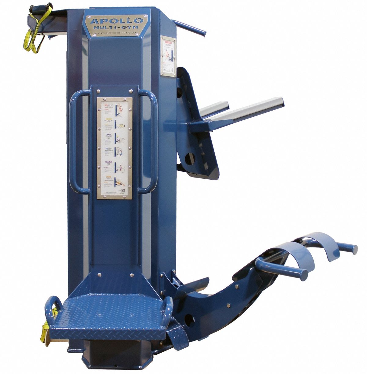 Workout Station Set: 85 in Overall Ht, 516 in Overall Lg, 420 in Overall Wd, Blue