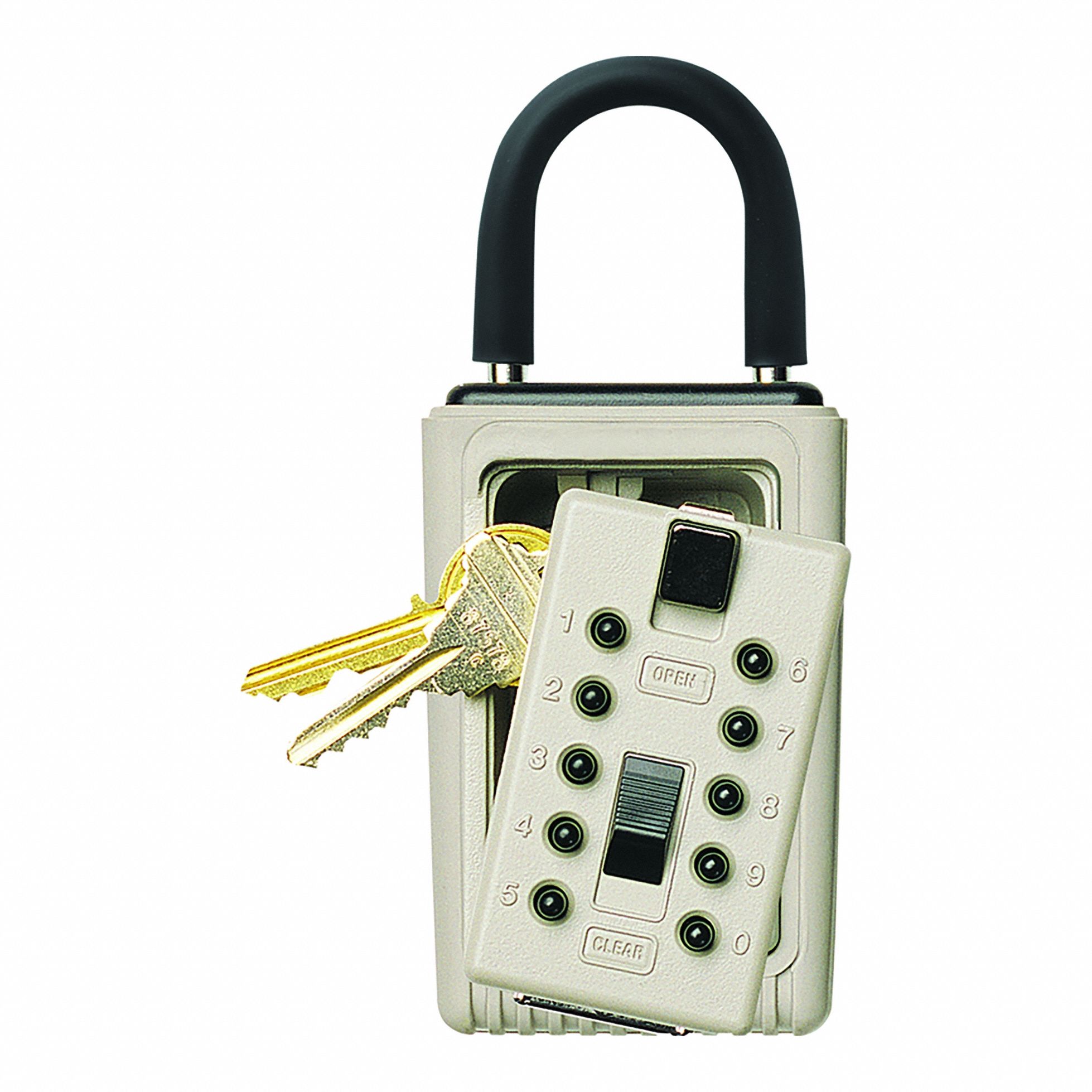 Lock Box: Mechanical Combo Lock, 3 Key Capacity, 5 3/4 in Outside Ht, 4 1/2 in Outside Wd