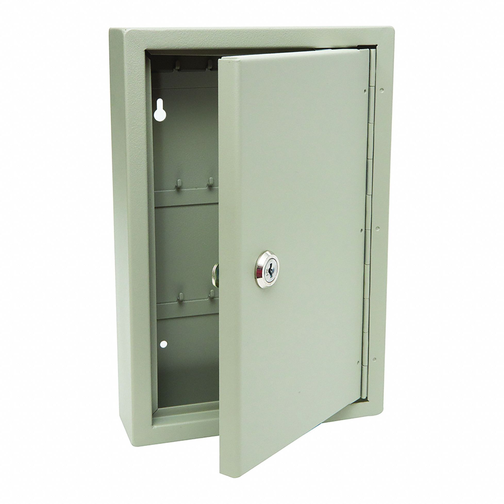 KEY CONTROL CABINET, 30 KEY CAPACITY, SINGLE KEY LOCK, STEEL, BEIGE, 12 IN H, 8 1/8 IN W